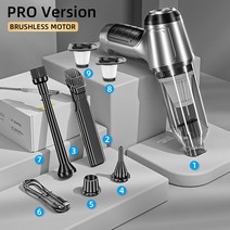 무선 차량용 미니 청소기 자동차 내부 핸디형 휴대용 핸드헬드 진공 95000Pa USB 충전식 먼지 버스터 습식 건식 집 사무실용, [06] Pro Silver Gray 3