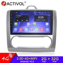 카오디오 차량블루투스오디오 4g + 64g android 10 2 din car radio for ford focus 2 3 mk2 mk3, 4g 2g 32g