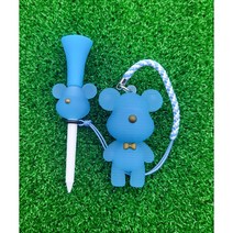 [캐디천사]LED포포곰 골프티걸이+플라스틱롱티 기프트세트 / 골프악세사리 라운딩용품, LED포포곰(블루)+플라스틱롱티
