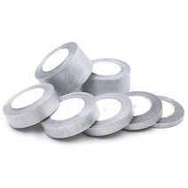 포장리본 25 야드 다채로운 Organza 새틴 리본 테이프 보우 공예 DIY 골드 선물 포장 웨딩 파티 바느질 액세서리 장식 6mm-50mm, [07] 50mm, [02] silver