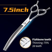 애견 숱 커브 요술 가위 강아지 Fenice7075 인치 전문 개 손질 가위 JP 440C 얼굴 바디 커팅 곡선, 7.5 chunker