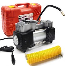 낙타 휴대용 에어콤프 공구포함 (차량 타이어 공기주입기 에어펌프 LED 시거잭 컴프레셔), 레드보관함