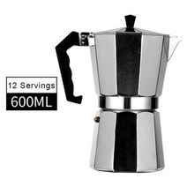 moka pot 이탈리아 커피 머신 에스프레소 알루미늄 간헐천 커피 메이커 주전자 라떼 스토브 클래식 커피웨어 바리스타 액세서리, 실버-600ml