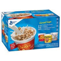 General Mills 제너럴밀스 시리얼 컵 허니 넛 치리오스 시나몬 토스트 크런치 럭키 참 12팩 총 592g, 1세트