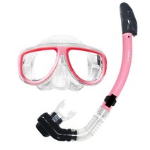 유스윔 전문가용 스노쿨링 물안경 마스크 프리다이빙 스노클링 장비 세트 실리콘 물유입차단 성인 주니어용 풀드라이 잠수가능, 핑크