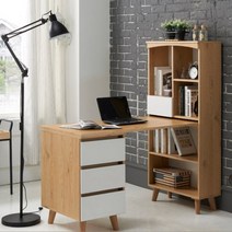 국내제작 이케아 h자형 책꽂이 책상 원룸 학생 자취 코너H형 재택근무 국내제작 수납책상, G980 오크화이트