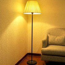인테리어 조명 플로어 램프 주름 갓 장 스탠드 무드등, 블랙 라이트 폴 풀 스위치 18WLED 따뜻한 빛