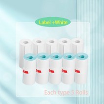 미니 블루투스 모바일프린터 라벨 영수증 프린터 휴대용 무선 학생 연구 선물, 5 라벨 5 흰색
