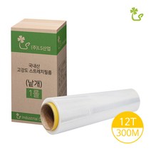 (국내산 투명 청색 흑색 스트레치필름) 공업용랩 낱개 1롤, 1.기능성랩, 12T-300M - 1롤