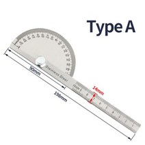 180 도 각도기 금속 각도 측정기 눈금자 목공 도구 측정 스테인레스 스틸 각도계, Protractor Type A