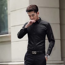 베씨 남성용 슬림핏 솔리드 긴팔 와이셔츠 남자 정장셔츠