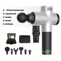 마사지 총high frequency massage gun lcd display 근육 휴식 전기 마사지 휴대용 가방 치료 gun for fitness 0, 협력사, 1028 실버, 영국