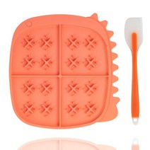 Awpland 개와 고양이를 위한 핥기 매트 강아지 불안 완화를 흡착 컵이 있는 귀여운 공룡 모양 지루함 감소를 농축 장난감 목욕용 간식 매트, Orange