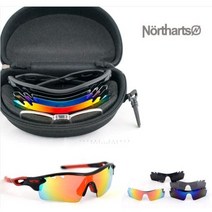 스포츠 고글 선글라스 렌즈 5종포함 편광렌즈 2종 포함 런닝 라이딩 자전거 사이클 야구 낚시 등산용 선글라스 Northarts 노스아츠 신품, TRANS Black-Red