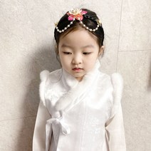 두리비 매화꽃 자개 진주 한복 명절 유아 헤어밴드 여아 머리띠