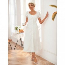 멋진여성의 Privé 플리츠 앞 버튼 퍼프 슬리브 드레스 559985 J