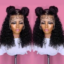 [레브] 인모 연습용 가발 jerry curly short bob wigs lace frontal human hair wigs 4x4 lace closure wig for t, 4x4 레이스 가발, 16인치, 150