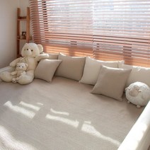 천솜이 더 큰 사이즈 피그먼트 패밀리 침대패드 순면 누빔 60수 고정밴드(없음), 베이지