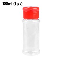 1/5/10pcs 100ml 플라스틱 애완 동물 명확한 향미료 소금 병 항아리 조미료 셰이커 부엌 조미료 콘테이너 모자 셰이커 뚜껑 Bottling, 1Pcs Red, 하나