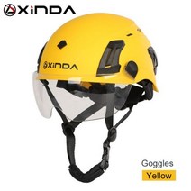 XINDA-ABS 암벽 등반 안전 헬멧 고글 동굴 탐험 협곡 내리막 speleology 산악 구조 장비, 싱글 사이즈, 09 Yellow with goggle