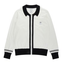 PIGC 여성 카라 배색 짚업 가디건 화이트 (LFC530231), 090