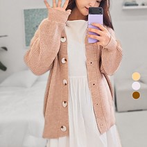 빌러드우먼 가을 겨울 여자 데일리 루즈핏 롱 로브 가디건