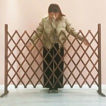 정원 자바라 울타리 접이식 스탠드형 매립형 갈색 흰색, D-3 (210x120)