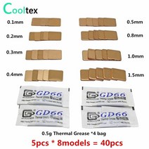 40pcs 8models 15mm x 15mm diy 구리 심 방열판 노트북 gpu cpu vga 칩 ram 구리 시트 냉각용 열 패드