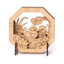 미리사몰B 우드시어터 민화 만들기 4종 나무 DIY 키트 도안 색칠 꾸미기 그림 도안 어린이 미술 색칠 놀이 초등 돌봄 수업, 우드시어터(민화):원앙도