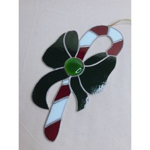 미국 빈티지 크리스마스 사탕 지팡이 스테인드 글라스 썬캐쳐