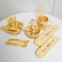 한진화학 옥수수 식기 유아 어린이 수저세트 스푼포크 그릇 대접 밥공기, 1개, 2.옥수수 밥공기