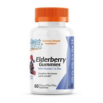 Doctor39s Best Elderberry Gummies with 비타민 C amp 아연 60캐럿 씹을 수 있는 면역 지원 항산화 허브 보조제 비 GMO 비건포장은 다를 수 있