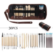 우드카빙키트 DIY 클레이 도자기 도구 세트 드릴 펜 조각 공예 나무 손잡이 모델링 30 개, 01 A
