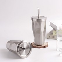 콜드컵 아이스 빨대 텀블러 스트로우 스텐 473ml, 스텐 롬버스 텀블러 473ml