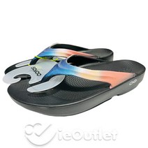 우포스 슬리퍼 쪼리 NEW OOFOS 여성 Oolala Luxe Comfort Sandal Flip-Flops Thong Black Horizon NWT