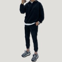 남자 무지 스트링 우븐 나일론 땀복 찜복 후드 아노락세트 조거팬츠 트레이닝 세트 운동복