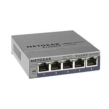 NETGEAR GS105E 관리형 스위치 5포트 기가비트 이더넷 LAN 스위치 플러스(네트워크 스위치 관리형 IGMP QoS VLAN 팬리스 견고한 금속 하우징 ProSAFE 수명 보증) 회색 -13671