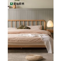 led 퀸침대 신혼침대 원래 요소 단단한 침대 현대 미니멀 오크 더블 침실 홈 수직 스트립 Windsor L7012, [02] 헤무침대세로바A타입 통나무색상, [03] 1200mmx2000mm, [01] 뼈대