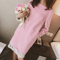 밑단레이스원피스미디원피스 원피스롱티 프릴*