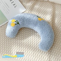 화양년화 강아지 고양이 꿀잠 반달베개 쿠션+반려동물 빗 1개, 불루