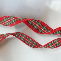 포장리본 선물리본 체크 리본 (폭 1.5cm/2.5cm 길이 45m), 레드, 1.5cm (길이45m)