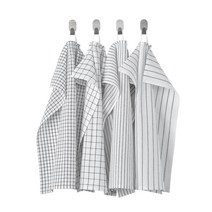 IK890 이케아 RINNIG 린니그 행주 화이트 다크그레이 패턴 4 개 묶음 45x60 cm, IK890행주4개세트, 4개