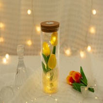 [ 아르띠콜로 튤립 led 꽃 무드등 ] 여성 여자 생일선물 꽃다발 조화 여자친구 꽃 기념일 졸업 선물, 옐로우튤립3송이