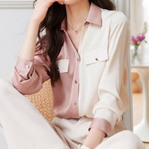 나바바 / NB1258 캐주얼 반반 배색 카라 셔츠