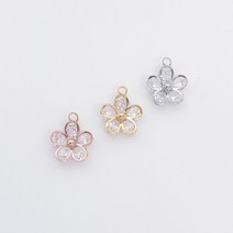 큐빅 꽃 라인 펜던트 팔찌만들기 귀걸이만들기 목걸이부자재 동대문부자재 키링부자재, 로즈골드(핑크)