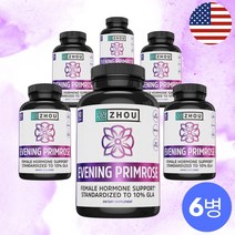 달맞이꽃 종자유 여성 호르몬 피부개선 효능 오일 1300mg 6병, 6개, 90캡슐