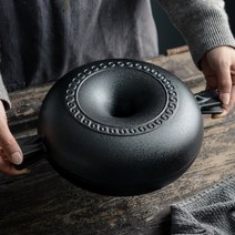 직화 냄비 인덕션 찜기 구이팬 군고구마 냄비 군밤 고구마굽는 무쇠 솥 1세대(22cm), 25cm 다용도  연도형 장갑+클립