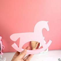 인형 미니어처 화이트 핑크 나무 흔들 목마 웨딩 장식 어린이 방 장식 장난감 홈 장식 공예품 1 pc, 2
