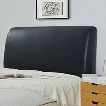 침대헤드커버 솔리드 컬러 방수 인조 가죽 탄성 올 인클루시브 등 보호 먼지 보드, 검은색, 150x75cm