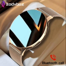 스마트 시계 새로운 스마트 워치 라운드 Smartwatch 블루투스 시계 남성 여성 휘트니스 팔찌 맞춤 시계, 메쉬 벨트 실버